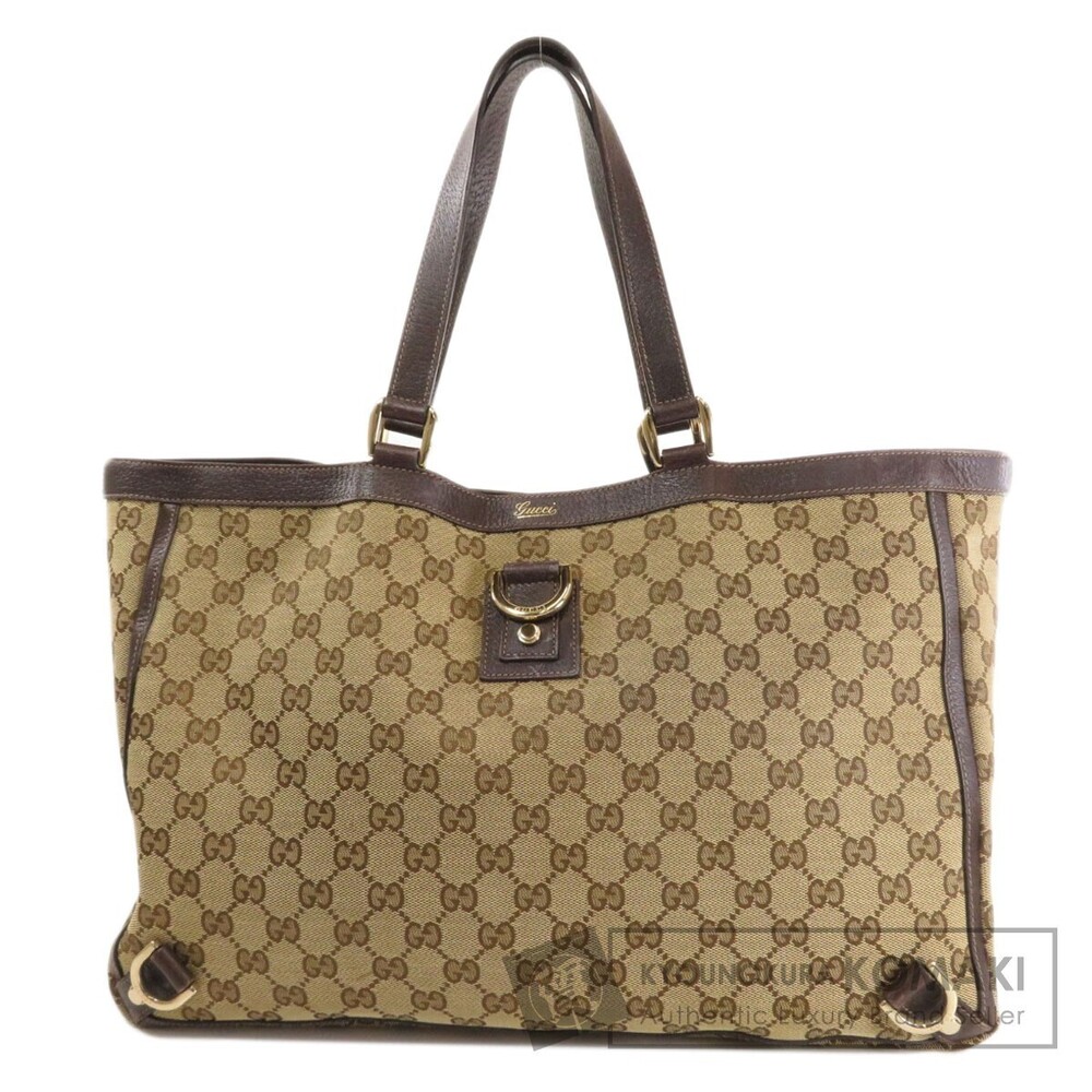 Gucci GG Abbey Tote Bag Canvas Beige Brown